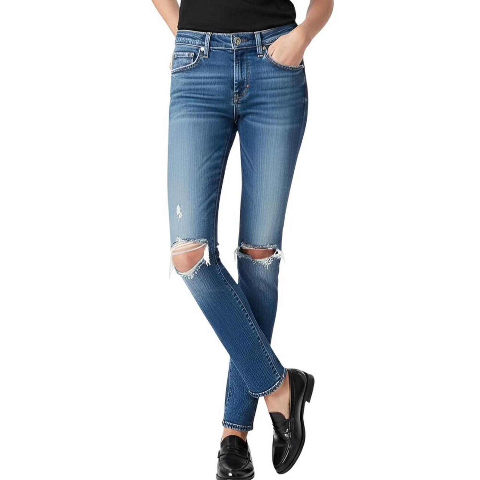 Rag & Bone The Skinny Jeans Pacifico Low Rise Destroyed 24